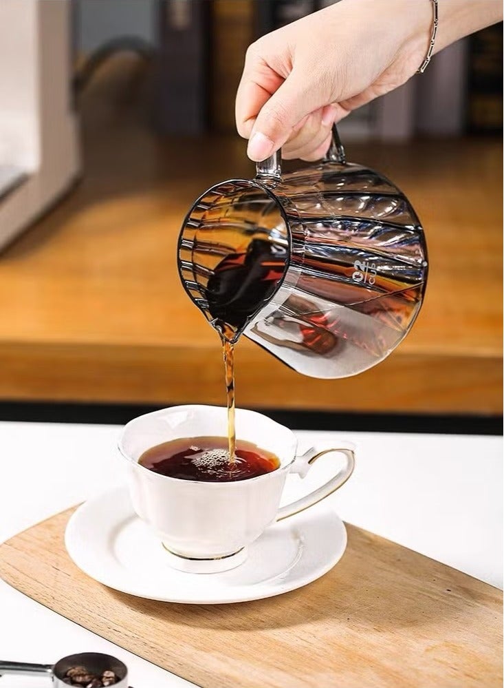 طقم صانع القهوة بالتنقيط V60 خادم قهوة يدوي إبريق شاي زجاج مقاوم للحرارة مع مصفاة قهوة كيميكس سعة 600 مل - Image 3